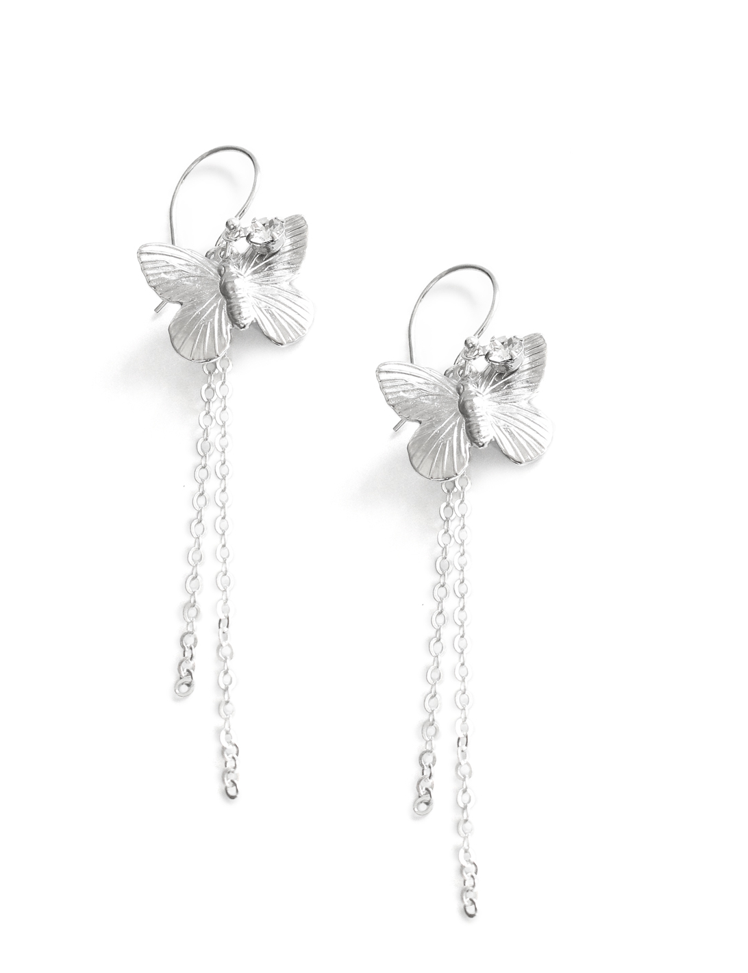 Sølv butterfly øreringe krystaller – Dansk