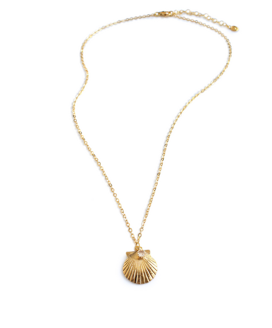 Guld Seashell halskæde - 16mm vedhæng