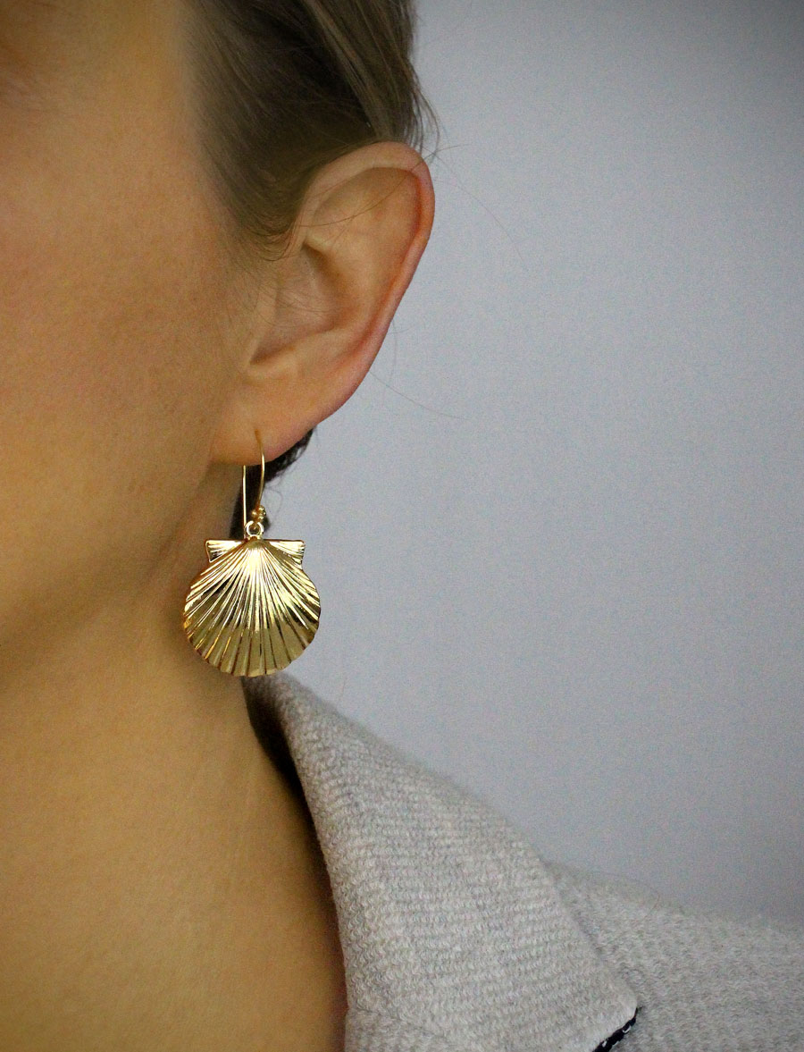 Guld Seashell øreringe - Store